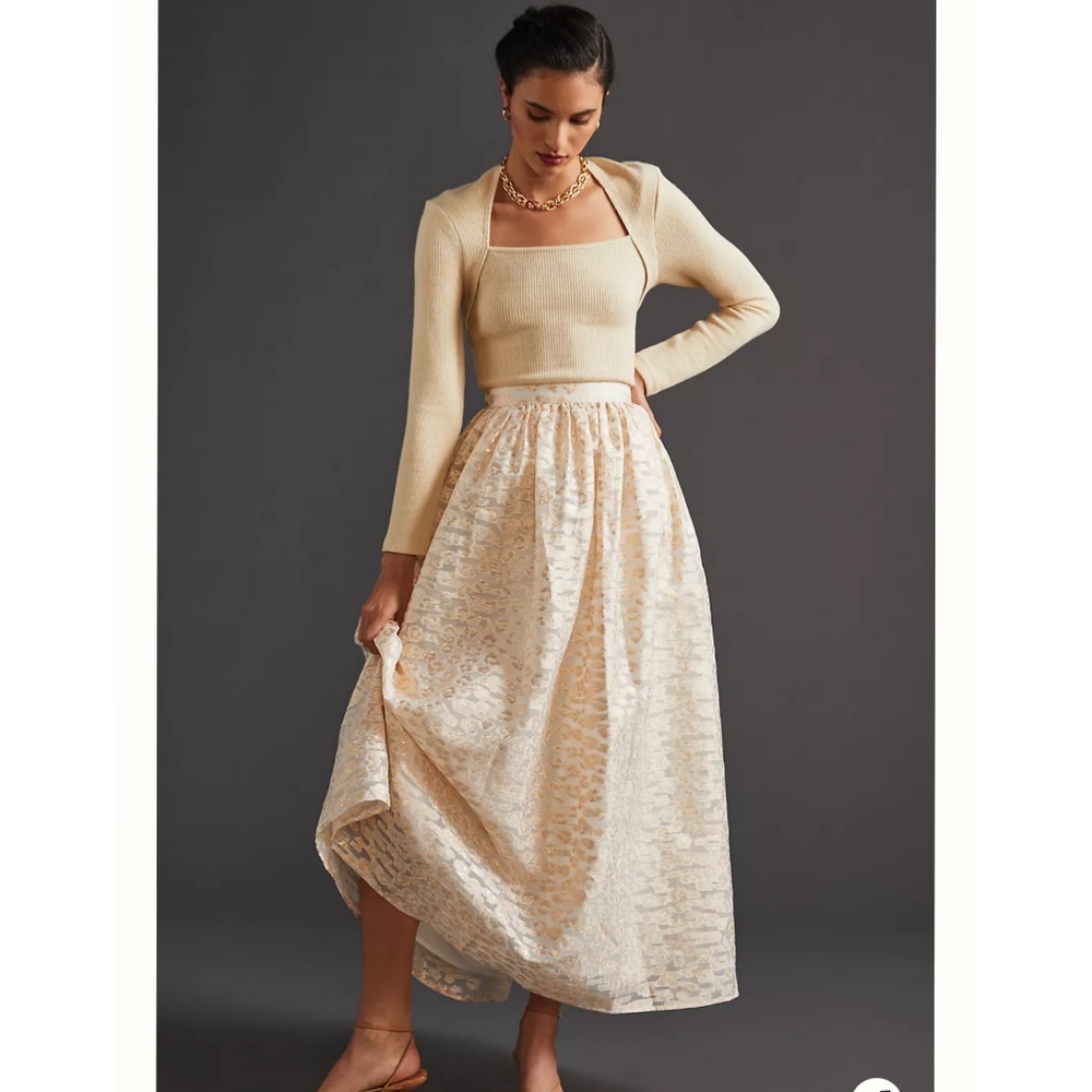 Anthropologie Cream Maxi Skirt